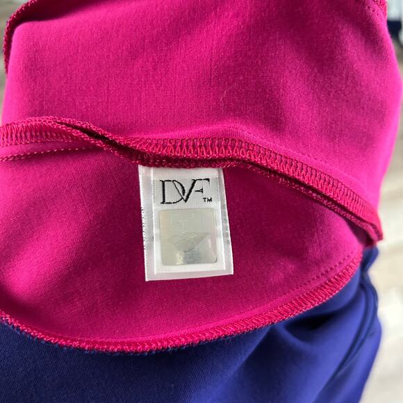 Diane von Furstenberg Magenta Navy Panel Bodycon Dress Size 6 - Picture 8 of 8